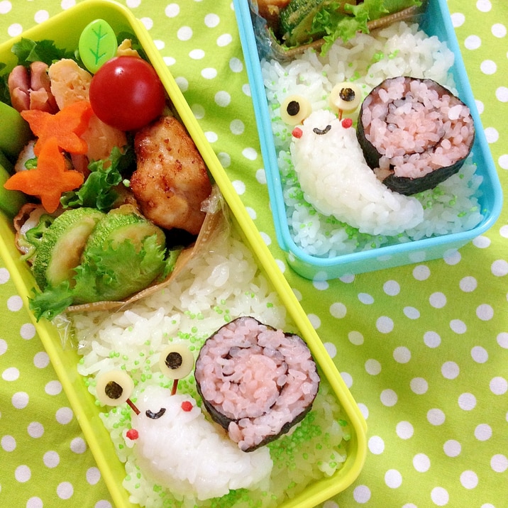 簡単キャラ弁☆のり巻きＤＥかたつむりのお弁当♪